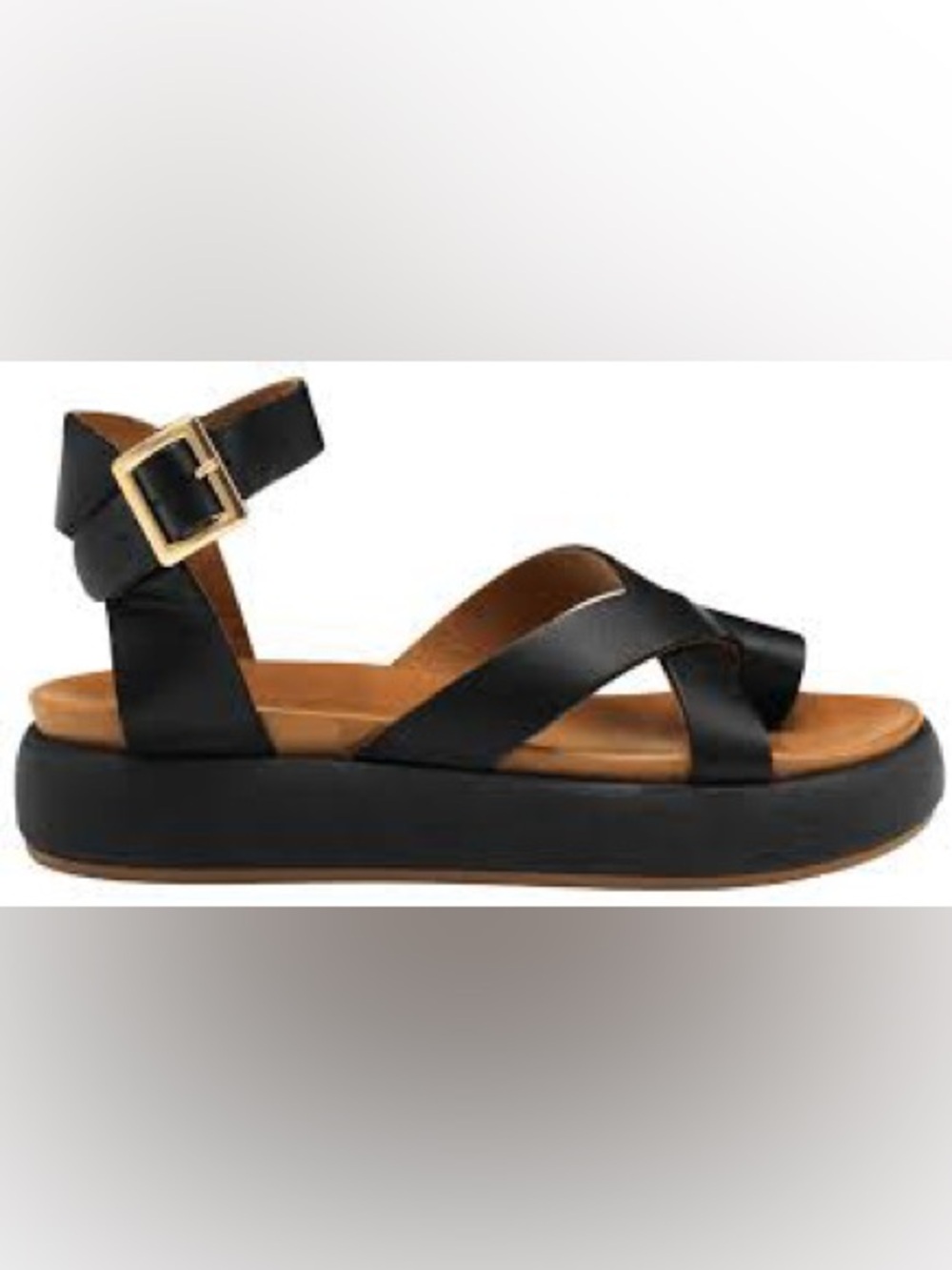 Inuovo Black Leather Platform Sandals